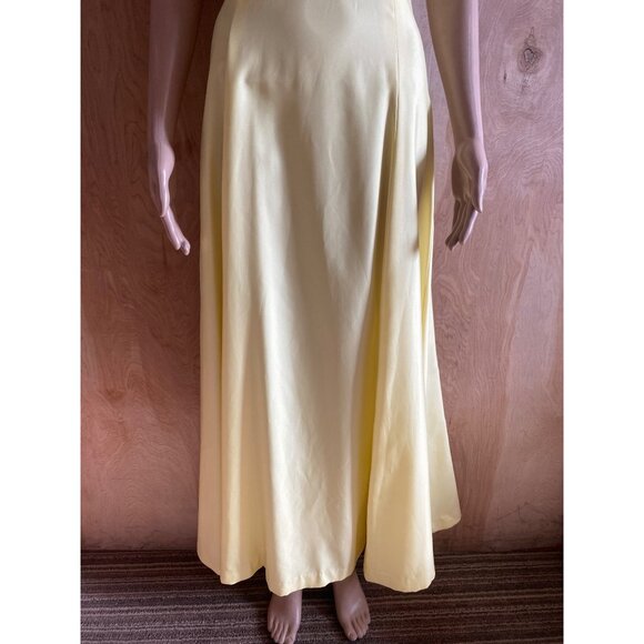 1960s Polyester Handmade Yellow Maxi Dress Sheer Floral Overlay Sz S Cottagecore - Picture 4 of 16